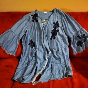 Meri Skye Embroidered Kimono Wrap Size 1x
